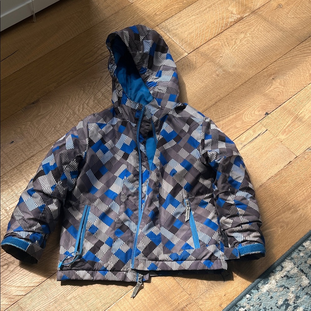Lands' End Kids Blue and Gray Patterned Raincoat